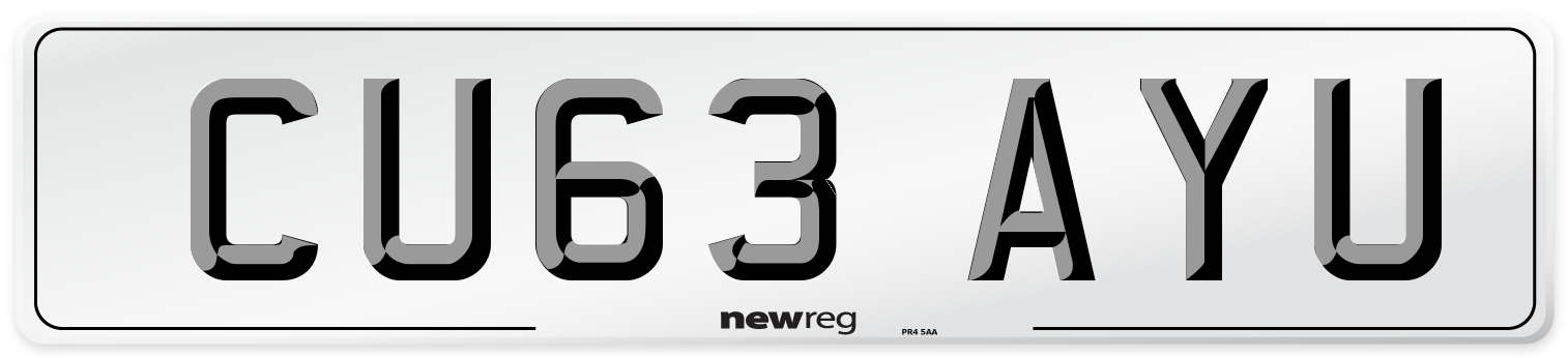 CU63 AYU Number Plate from New Reg